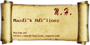 Mazák Héliosz névjegykártya